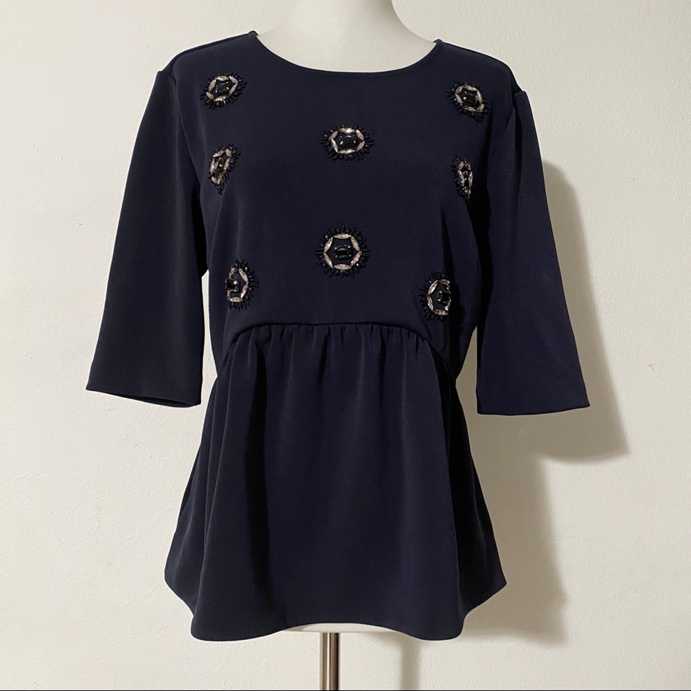 ANN TAYLOR Navy Blue Blouse